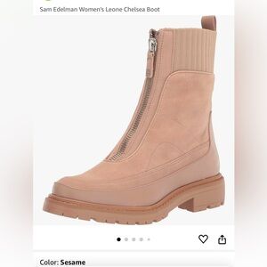 NWOT-Sam Edelman Suede Chelsea Boot in Sesame. Zip front